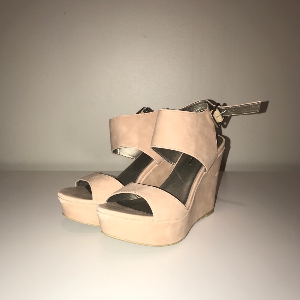 Nude platform wedges